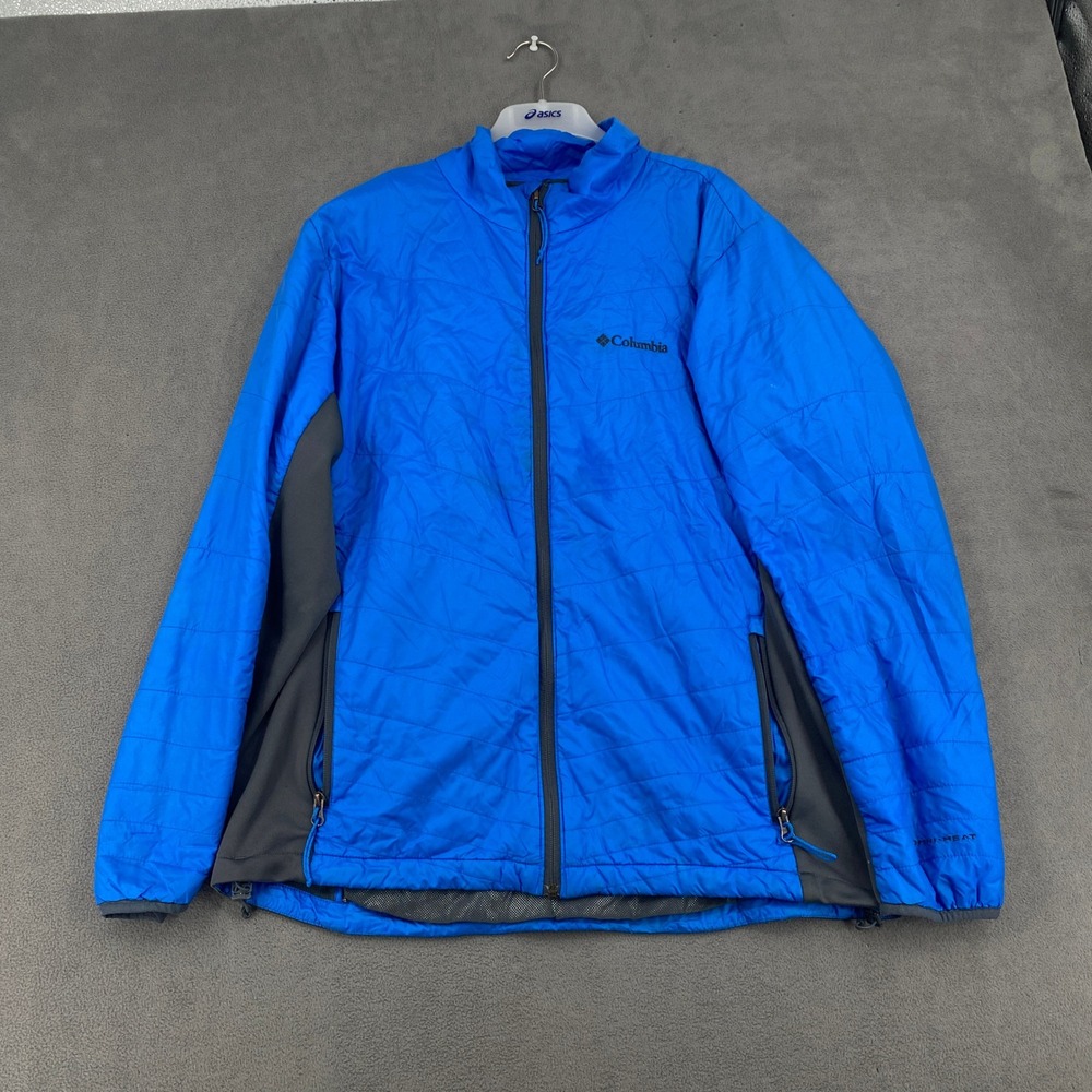 Columbia Omni-Heat Puffer Jacket Mens Large Blue Full Zip Thermal Insulated